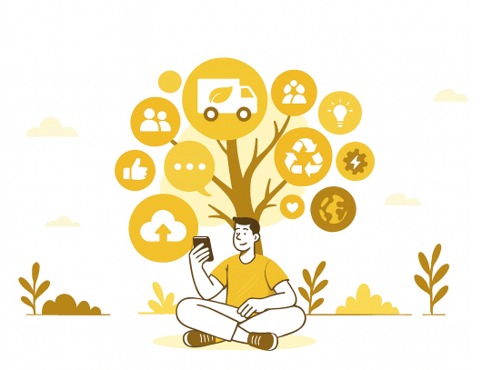 Sustainable delivery ecosystem illustration